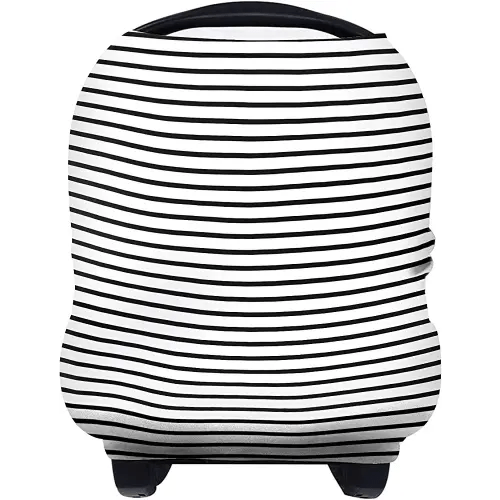 Yoofoss Nursing Cover Breastfeeding Scarf - Baby Car Seat Covers, Infant Stroller Cover, Strechy Carseat Canopy for Boys and Girls (Black Stripe)