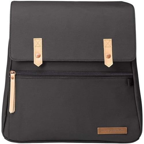 Petunia Pickle Bottom Meta Backpack, Diaper Bag for Parents, Comfortable, Spacious, Sleek, On-The-Go Moms and Dads, Black Matte Canvas