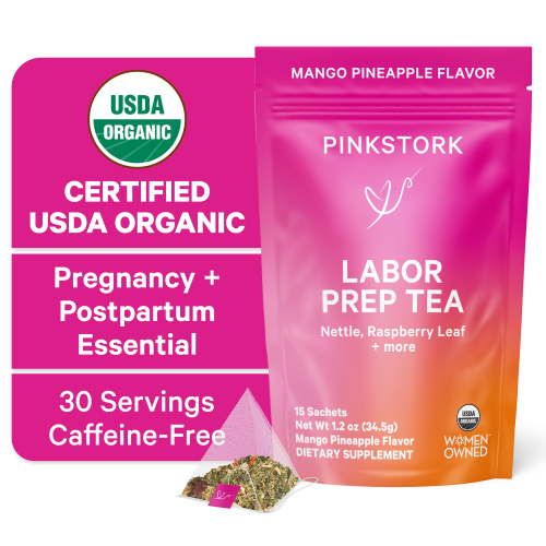 Pink Stork Organic Red Raspberry Leaf Labor Prep Tea - Mango Pineapple, 15 sachets