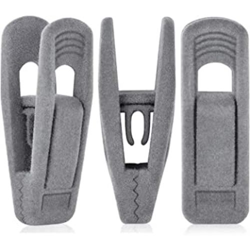 Grey Velvet Clips for Velvet Hangers - 20 PCS Gray Non Slip Velvet Hanger Clip, Pants Hanger Velvet Clips Fit for Slim Velvet Hangers