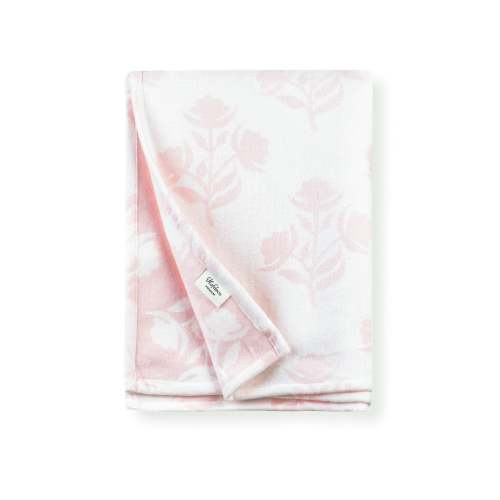 Niceane Flowers, Light Pink Throw Blanket, Woven Flowers with Piping, 50"x70"