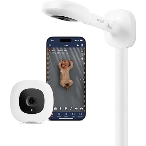 Nanit Pro Smart Baby Monitor - Camera & Wall Mount- 1080p Wi-Fi Video Camera, 2-Way Audio, See Your Baby from Anywhere, Sound/Motion/Cry Notifications, Night Vision