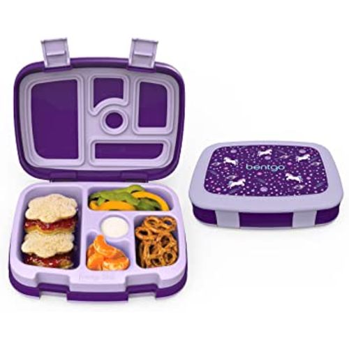 Bentgo® Kids Prints Leak-Proof, 5-Compartment Bento-Style Kids Lunch Box - Ideal Portion Sizes for Ages 3 to 7 - BPA-Free, Dishwasher Safe, Food-Safe Materials (Unicorn)