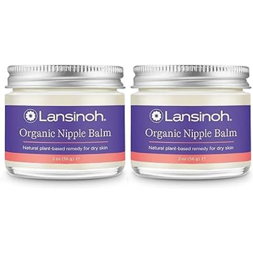 Lansinoh Organic Nipple Butter, Nipple Cream Safe for Breastfeeding Baby, Postpartum Essentials for Mom, 2 Pack, 4 Ounces Total