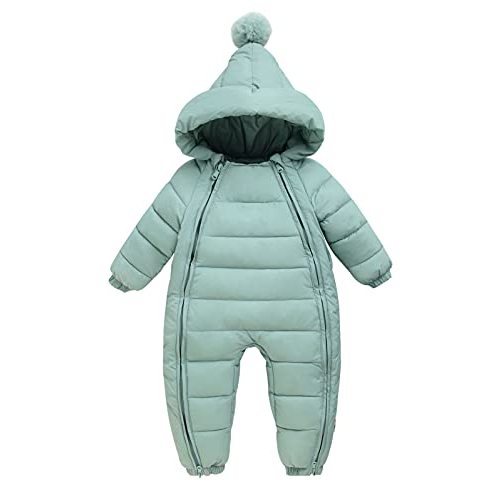 Baby Snowsuit Winter Warm Romper Jumpsuit Boys Girls Hooded Down Jacket Double Zip Outerwear