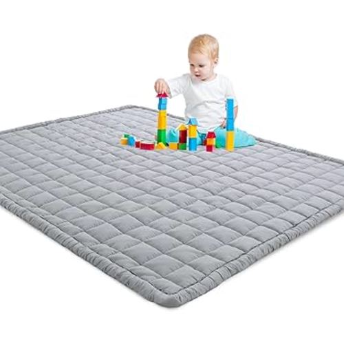 HOMBYS Soft Thick Play Mat for Playpen 50x50, Soft Quilted Baby Play Carpet Mat with Non-Slip Backing for Kids Toddler Crawling and Play, Machine Washable Playmat for Nursery