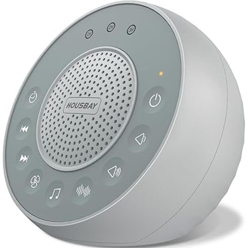 Housbay Glows White Noise Sound Machine, 31 Soothing Sounds, 5W Loud Stereo Sound, Sleep Timer, Small Travel Sleep Machine & Noise Canceling for Sleeping, Relaxation-Gray