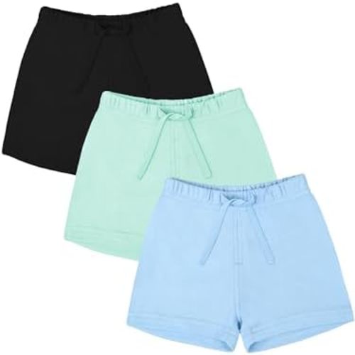 Ruisita 3 Pack Unisex Baby Toddler Cotton Shorts with Drawstring Baby Pull-on Solid Shorts Soft Clothes for Summer Daily