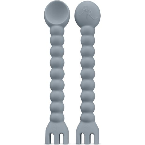 Ryan & Rose Cutie Tensils Baby Spoon and Fork [2 Pack] (Charcoal)