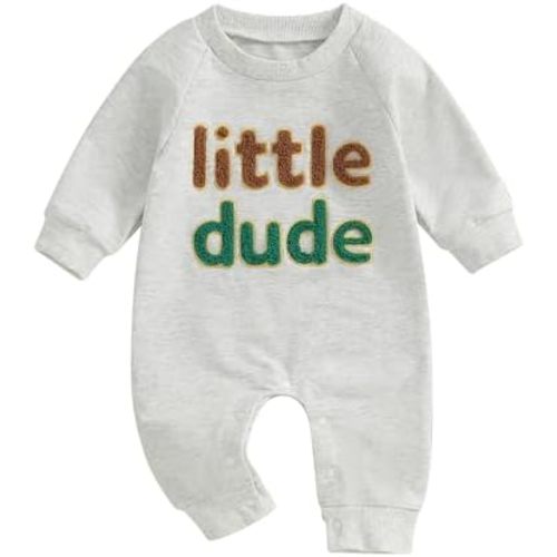 pengnight Newborn Baby Boys Girls Romper Long Sleeve Lil Bro Letter Print Solid Color Bodysuit Jumpsuit