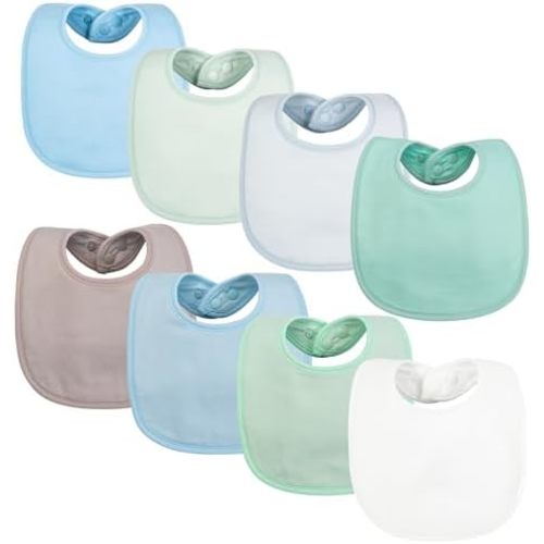 Tiny Twinkle Baby Feeding Bibs 8 Pack - Waterproof and Absorbent Infant Drool and Feeding Baby Bibs