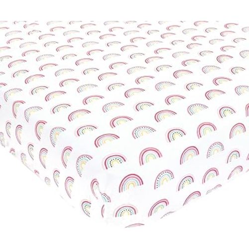 Hudson Baby Unisex Baby Cotton Fitted Crib Sheet, Modern Rainbow, One Size