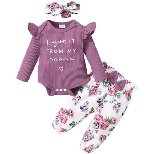Newborn Baby Girl Clothes Infant Outifts Long Sleeve Romper Floral Pant Set Fall Winter Baby Girl Clothes
