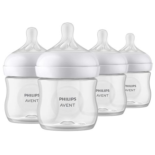 Philips AVENT Natural Baby Bottle with Natural Response Nipple, Clear, 4oz, 4pk, SCY900/04 - 4 Pack