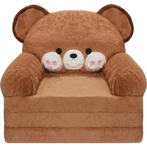 MONKISS Kids Couch, Toddler Chair Comfy, 2 in 1 Fold Out Kids Sofa