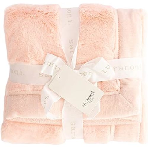 Saranoni Luxury Security Blankets for Babies | Ultra-Soft Lush and Boutique Quality Baby Blanket | Peach Blush, Mini - 15" x 20"