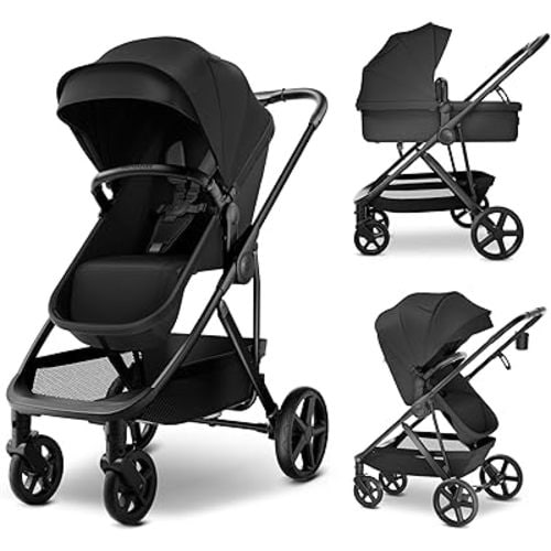 MAMA & BABY Rovee 2-in-1 Baby Stroller, Convertible Infant & Toddler Stroller with Reversible Seat, Large UPF 50+ Sun Canopy, Foldable Stroller with Shock-Absorbing Wheels & Storage Basket
