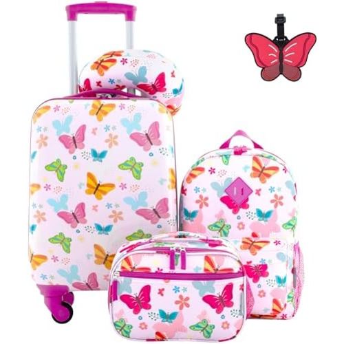 Travelers Club 5 Piece Kids' Luggage Set, Butterfly