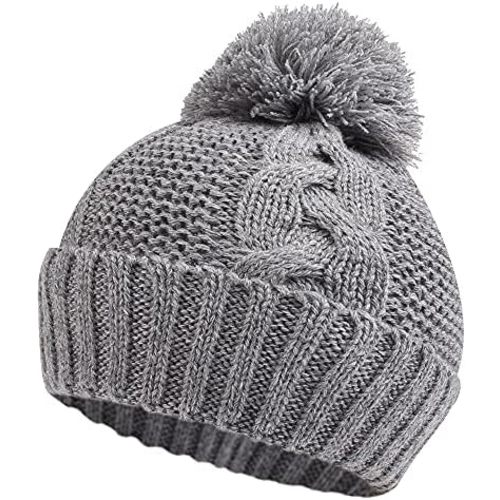 JANGANNSA Winter Knit Baby Hat Twist Warm Beanie for Boys Girls Infant Toddler Baby Beanie with Pompom