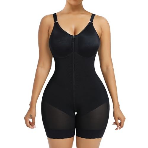 YIANNA Fajas Colombianas Postpartum Shapewear for Women Tummy Control Butt Lifter Body Shaper with Zipper Crotch