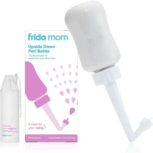 Frida Mom Upside Down Peri Bottle for Postpartum Care, Portable Bidet Perineal Cleansing and Recovery for New Mom, The Original Fridababy MomWasher, Grey