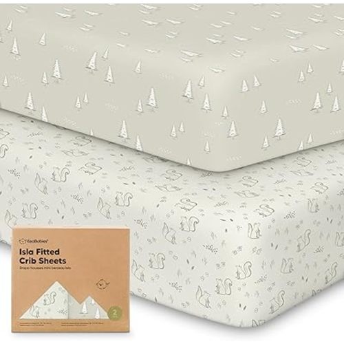 2-Pack Crib Sheets for Boys, Girls - Viscose Derived from Bamboo Fitted Crib Sheet, Baby Crib Sheets Neutral, Crib Mattress Sheet, Toddler Bed Sheets, Baby Sheets for Crib Fitted Sheets (Pine Grove)