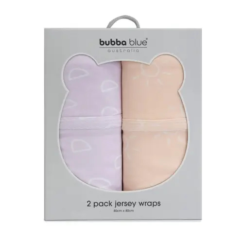 Bubba Nordic 2 Pack Jersey Wrap Peach/Lilac | Baby Bunting AU