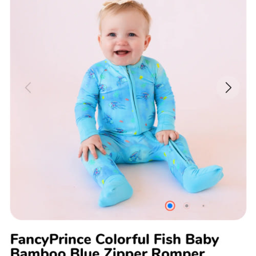 FancyPrince Colorful Fish Baby Bamboo Blue Zipper Romper Pajamas
