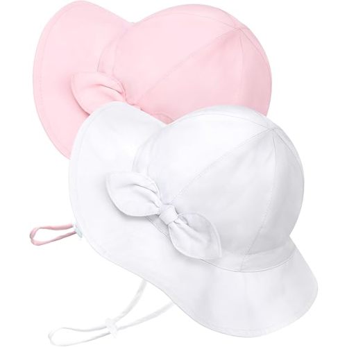 Baby Sun Hat Toddler Girl Beach Hat Adjustable Outdoor Summer Hat UPF 50+ Sun Protection Wide Brim Infant Kids