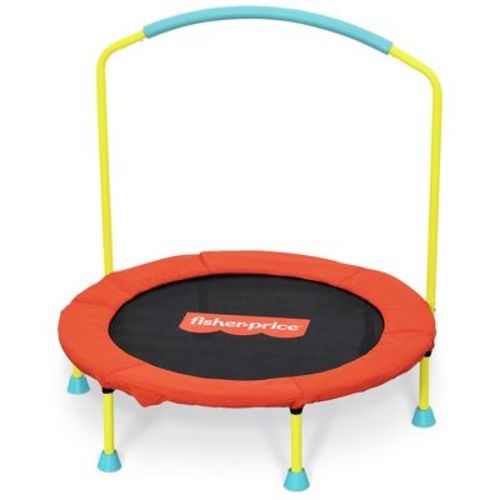 Fisher-Price New 2025 Model Mini Trampoline, WonderJump 36 Inch Round Indoor Trampoline with Stabilizing Handlebar, Multicolor
