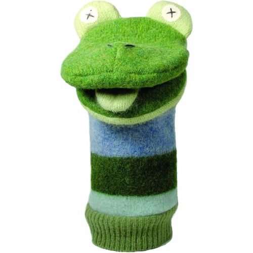 Cate & Levi - Hand Puppet - Premium Reclaimed Wool - Handmade in Canada - Machine Washable (Frog)