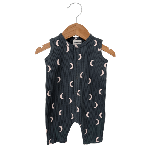 Organic Waffle Easy Romper, Moon