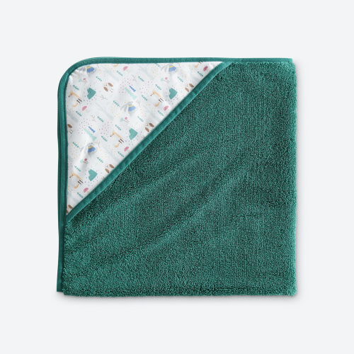 Kids Hooded Towel - winter woodland animals