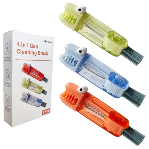 4-in-1 Bottle Cleaning Brush Set, Multifunction Silicone Cup Lid Gap Cleaner, Home Kitchen Crevice Cleaning Tools, 3 Pcs, Multicolor