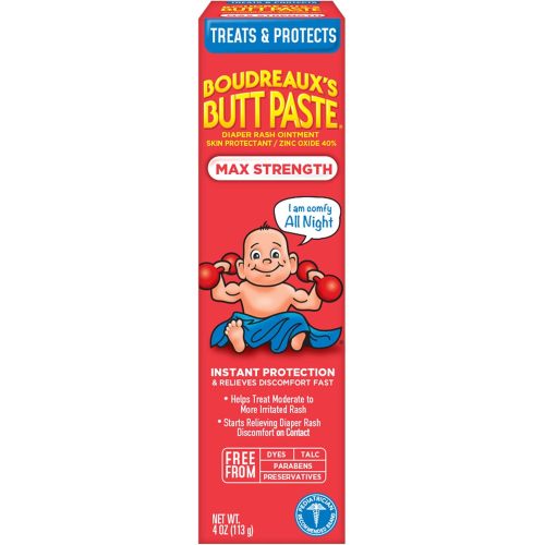 Boudreaux's Butt Paste Maximum Strength Diaper Rash Cream, Ointment for Baby, 2 oz Tube