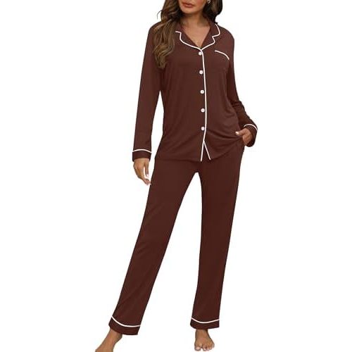 HNG Women Pajama Set Long Sleeve Sleepwear Fashion Night Wear