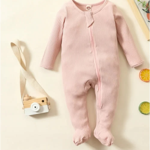 0-6M Newborn Baby Footie Pajamas Zipper Front Infant Cotton One-piece Sleeper Pjs Newborn Footed Sleep Play