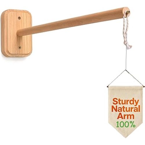 Crib Mobile Wooden Arm, Suitable for All Cribs 100% Natural Larch Hanger Nusery Decor Baby Room Safe Holder (Oak Color - Wall Mount)