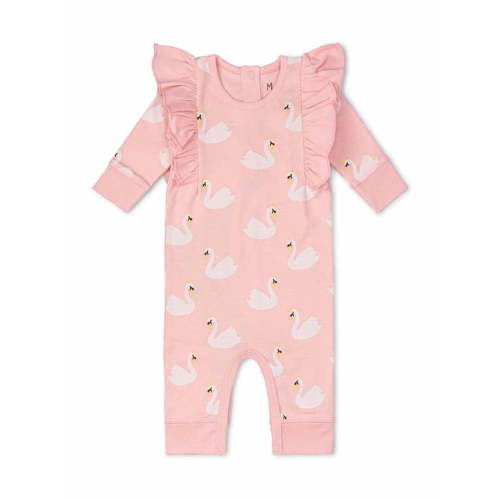 M+A by Monica + Andy Organic Cotton Baby Gender Neutral Long Sleeve Double Ruffle Romper, Sizes Newborn - 9 Months