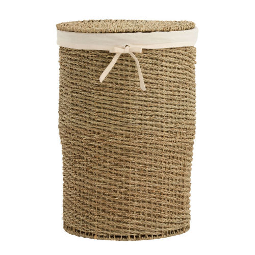 Trista Round Natural Seagrass Laundry Hamper with Liner
