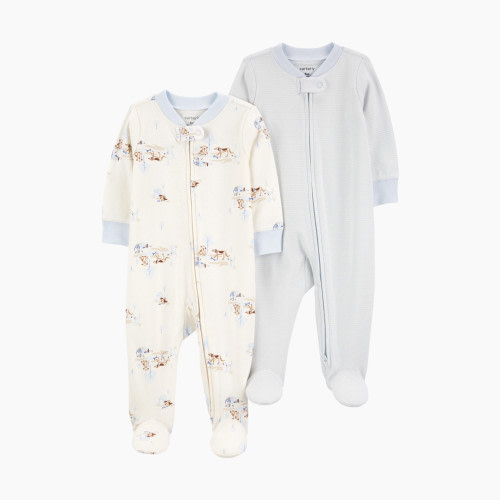 Carter's 2-Way Zip Cotton Sleep & Plays (2 Pack) - Multi, 3 M