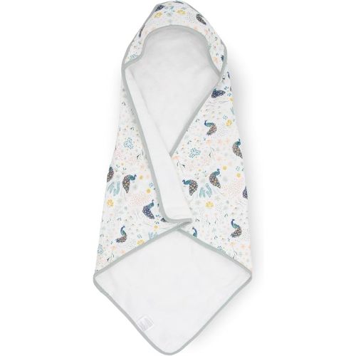 Little Unicorn Premium Muslin & Terry Hooded Towel, 30x30 in, Peacock