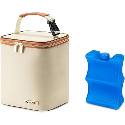 Breastmilk Cooler Bag with Ice Pack Fits 4 Baby Bottles Up to 9 Ounce, Baby Bottle Bag Great for Nursing Mom Daycare