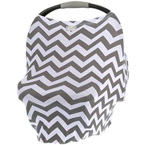 Itzy Ritzy 4-in-1 Nursing Cover, Car Seat Cover, Shopping Cart Cover and Infinity Scarf – Breathable, Multi-Use Mom Boss Breastfeeding Cover, Car Seat Canopy, Cart Cover & Scarf, Gray Chevron