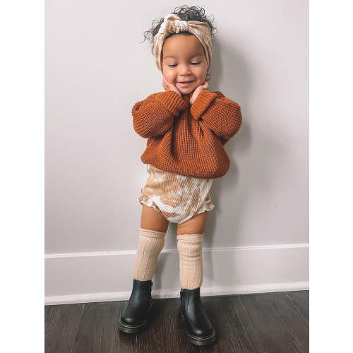 Organic Waffle Ruffle Bloomer, Almond Tie Dye