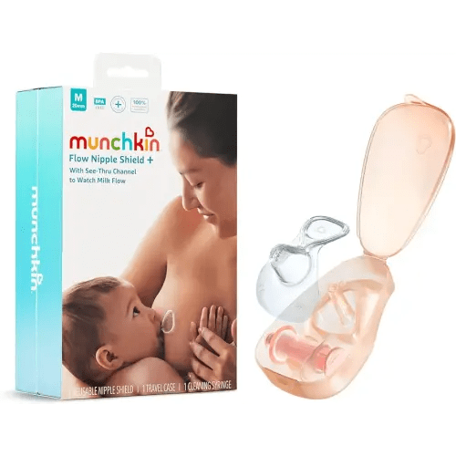 Munchkin® Flow Nipple Shield + with See-Thru Channel to Watch Milk Flow - Nurse Confidently and Meet Your Breastfeeding Goals - 20mm
