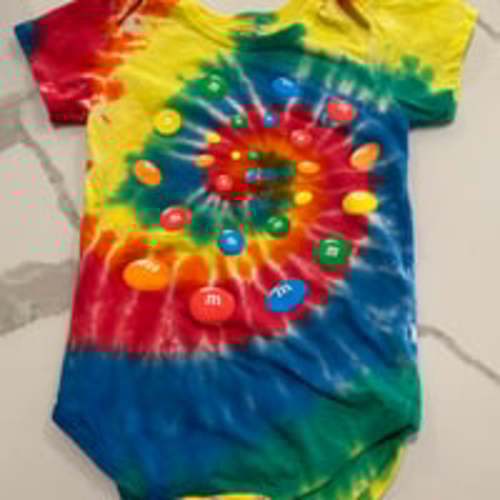 M&M Tie Dye Rainbow Swirl Infant Onesie 18 months