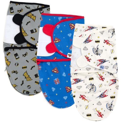 DC Comics Justice League The Flash Superman Batman Baby 3 Pack Swaddle Sacks Newborn to Infant