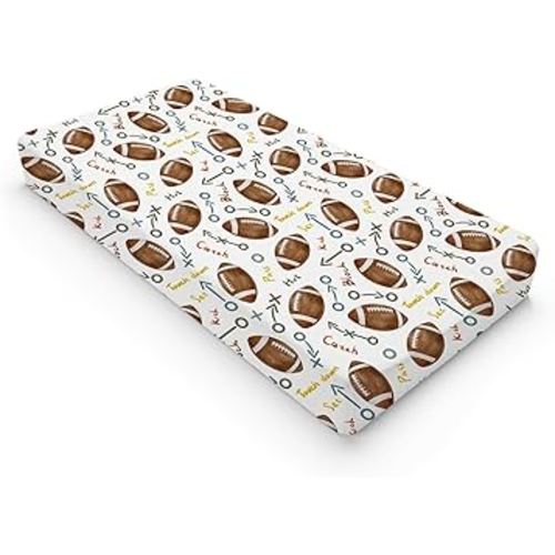 Watercolor American Football Baby Changing Pad Cover for Boy Girl 32''x16'' American Football Rules Fitted Diaper Change Table Sheet Outdoor Sports Gift Soft Breathable Baby Changing Table Mats