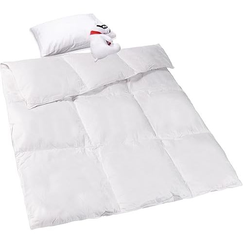 ZPECC Toddler Goose Down Comforter, 41x48 Hypoallergenic Baby Duvet Insert, Soft Lightweight All Season Quilt Blanket for Crib Daycare Stroller White